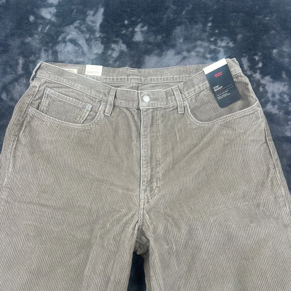 New‎ Levis 578 Baggy Corduroy Pants Mens 36x30 Grey Tan Wide Leg 100% Cotton NWT